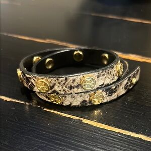 Tory Burch Gold Accent Snake Print Wrap Bracelet